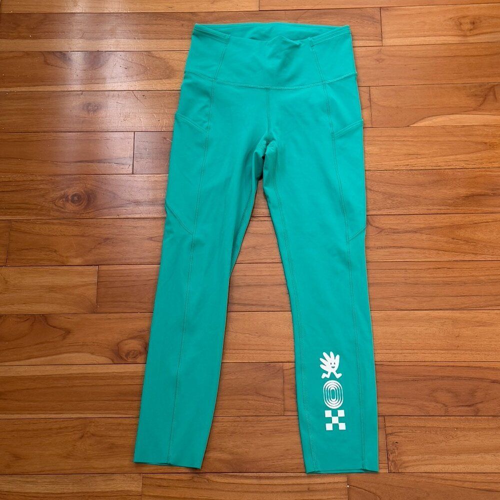 Women Lululemon x Peloton Fast and Free High-Rise Crop 23" Maldives Green Size 4